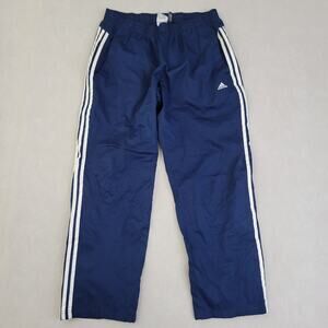 Vintage Y2K Adidas Windbreaker Pants Mens XLarge navy blue white stripes
